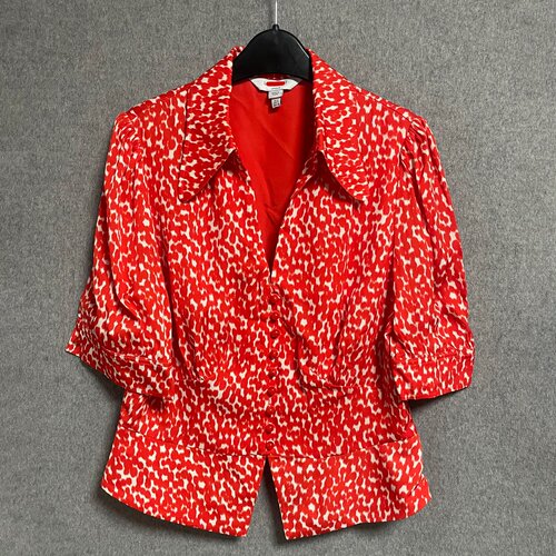 法式波点泡泡袖收腰显瘦衬衫