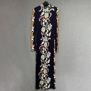 休闲百搭舒适定位印花真丝针织长款 新款 连衣裙 春秋季 欧美时尚