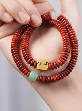 手串天然骆驼骨红色血龙木