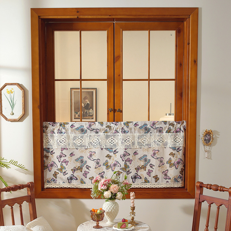 门帘棉麻布艺复古半帘厨房短帘遮挡飘窗窗帘纱隔断卧室日式田园风