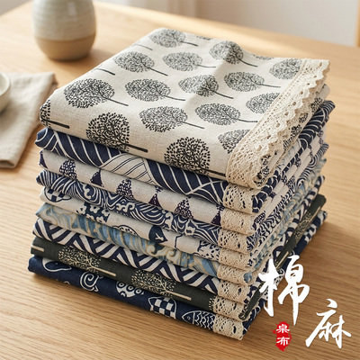 ins桌布棉麻布艺简约格子餐桌布客厅茶几布长方形防尘盖布书桌垫