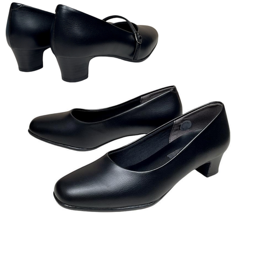 方头日本空姐鞋软底粗跟职业舒适