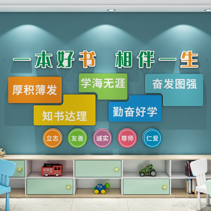 图书角布置装饰绘本馆环创书吧店教室阅读书区阅览室文化墙面贴纸