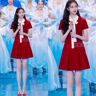 关晓彤同款连衣裙春 时尚甜美蝴蝶结淑女百褶裙 收腰显瘦遮肚2026