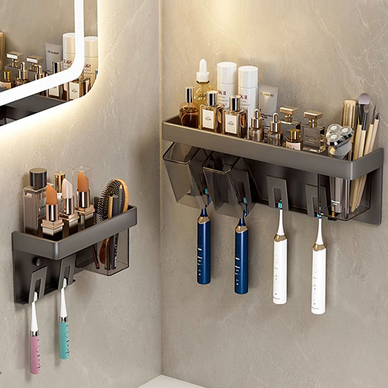 免打孔卫生间牙刷置物架轻奢壁挂式刷牙漱口杯牙膏牙具吹风机架子,家庭/个人清洁工具,牙刷架/牙具座,淘宝优惠券,粉丝福利购,淘宝优惠卷
