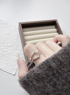 925银桃心开口轻奢女士戒指