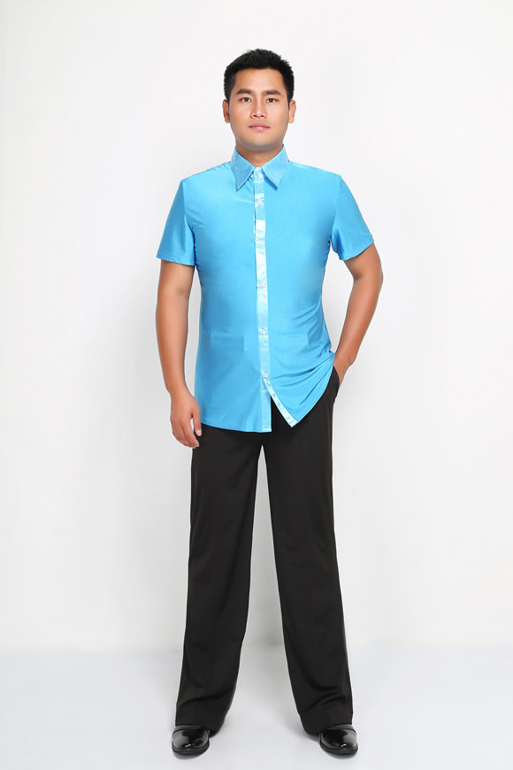 男士舞蹈练功摩登舞国标服装成人比赛拉丁舞表演服交谊舞短袖套装