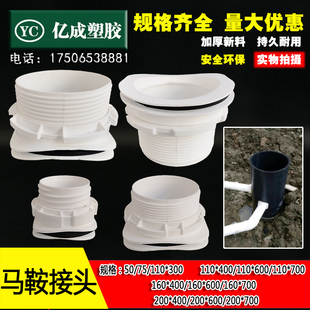 PVC马鞍接头110排水管160波纹管接口upvc检查井排污口市政工程200