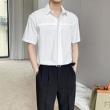 夏季短袖套头提花垂感纯色轻熟风英伦宽松版衬衫.A236-C057-P45，男装T恤，电商A236