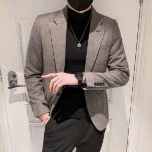 秋冬社会小伙皮衣夹克西装单西修身 西服 A236-XZ-190-P155 控198图片