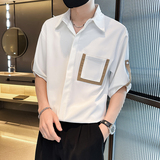 夏季轻熟店主小伙纯色宽松休闲短袖衬衫男衬衣A236-C03-P55-控68，男装T恤，电商A236