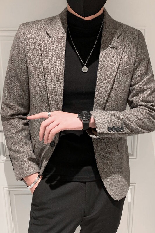 秋冬社会小伙皮衣夹克西装单西修身西服A236-XZ-190-P155控198,男装夹克,电商A236