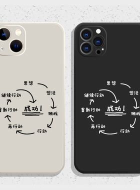 成功之路~个性苹果16promax硅胶手机壳mate70适用12苹果15pro/14创意华为P70/小米15RENO10PRO保护壳黑白全包