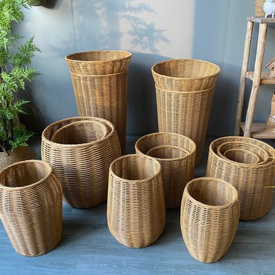 仿藤花瓶花器摆件收纳花篮采摘篮