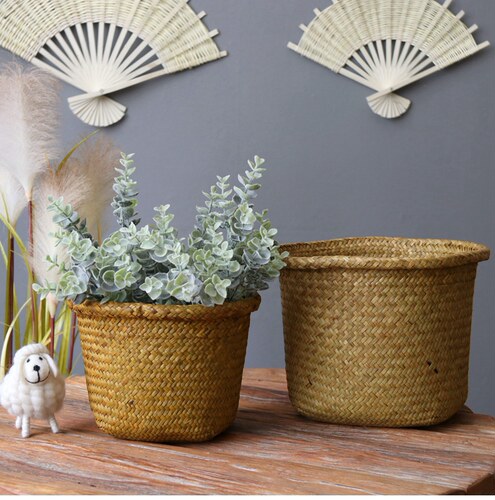 田园系列海草编织礼品绿植花篮