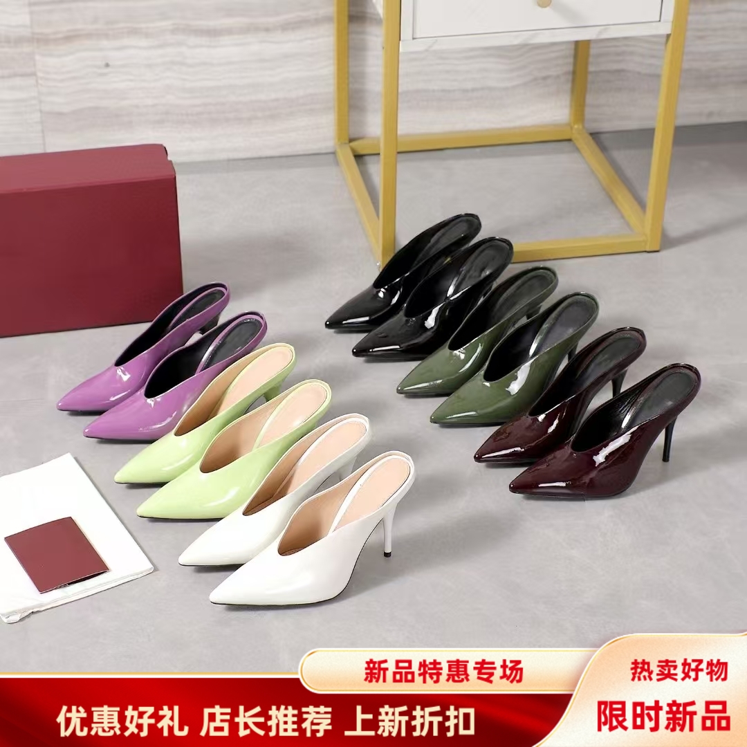 2025新款女士真皮尖头包头拖