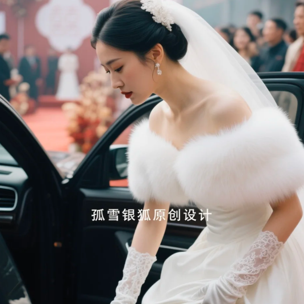 新娘订婚晚礼服披肩外搭小众轻奢高级感婚礼敬酒服羽毛披肩超仙气