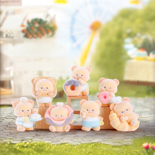 可爱奶芙泡泡熊植绒版盲盒卧室床头柜装饰摆件手办小礼品厂家直销