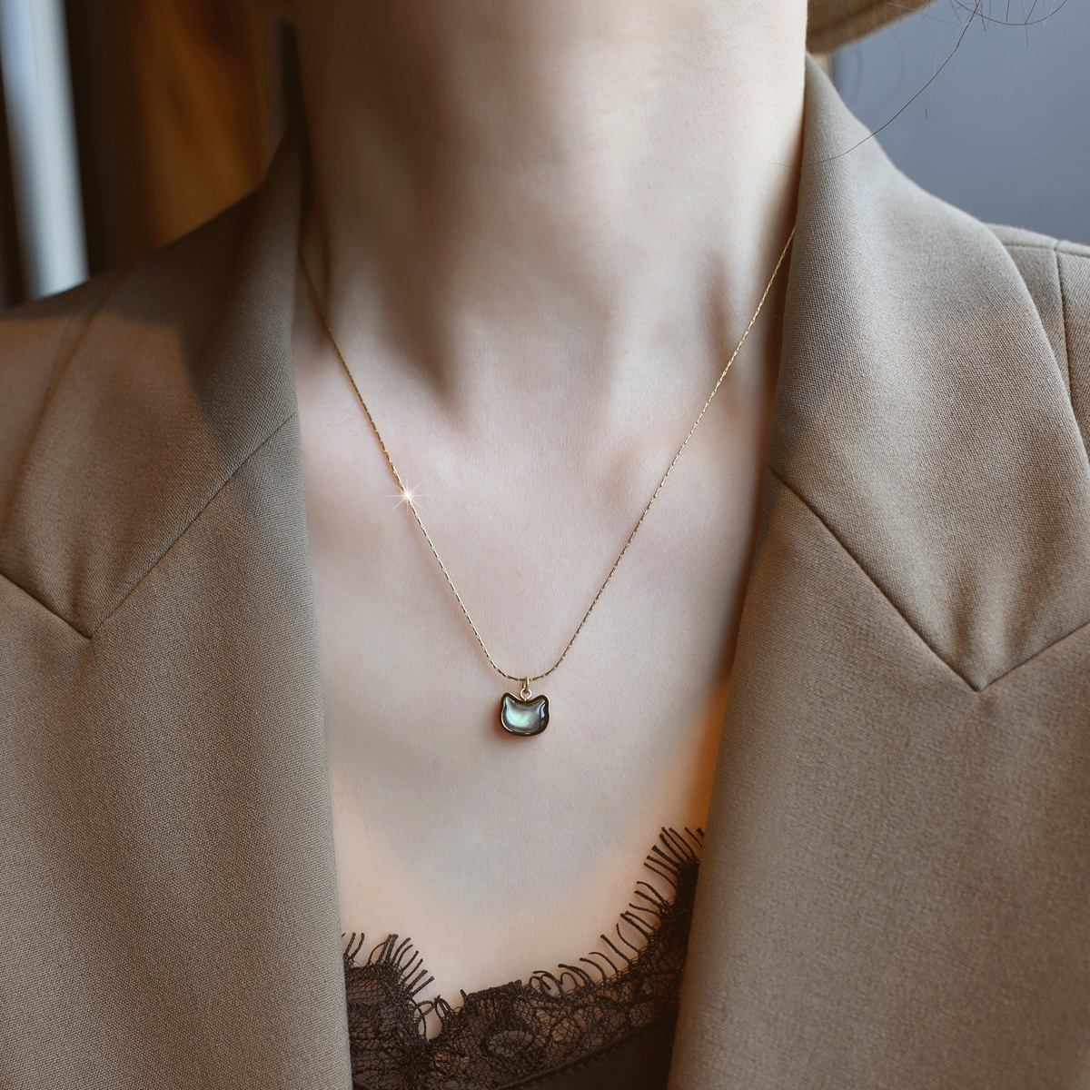 ZOXI2025新款旺财猫项链不掉色