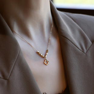 ZOXI轻奢小众八方来财碎金子四叶草项链女款2025新款不掉色锁骨链