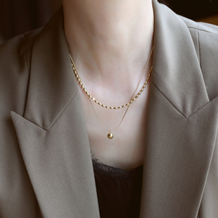 ZOXI网红爆款百搭双层小米珠金豆双层项链女款2025新款配饰钛钢