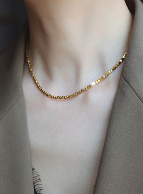 八方来财 ZOXI布灵布灵碎金子方糖项链轻奢小众设计高级感锁骨链