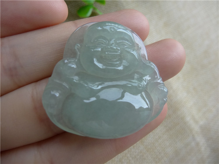 玉佛挂坠 天然翡翠A货大笑佛晴颈饰