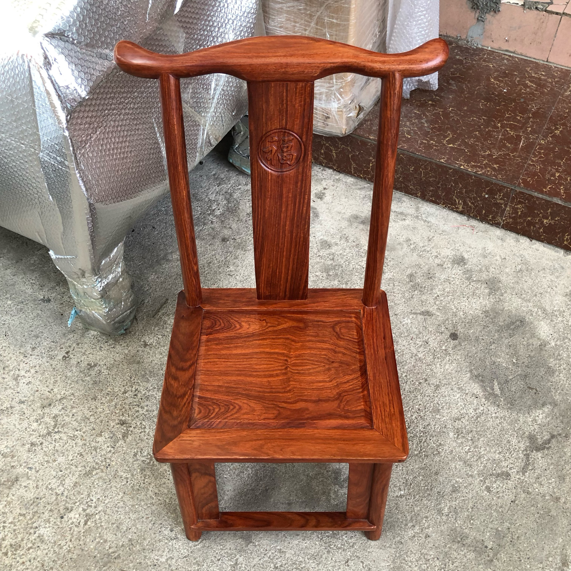 红木家具非洲花梨木小官帽椅小孩椅刺猬紫檀小靠背椅换鞋椅餐椅