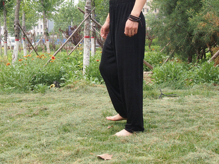 棉质莫代尔跑裤男士长裤松紧腰加肥大码夏季薄款中老年灯笼裤太极