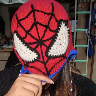圣诞节帽子针织毛线女款户外登山可爱红色秋冬天蜘蛛侠氛围感头套