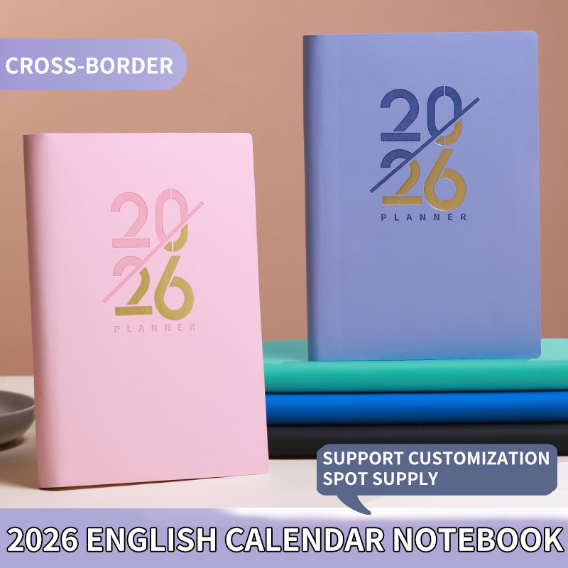 跨境2026年日程本英文版计划本a5笔记本软面记事年历本效率手册