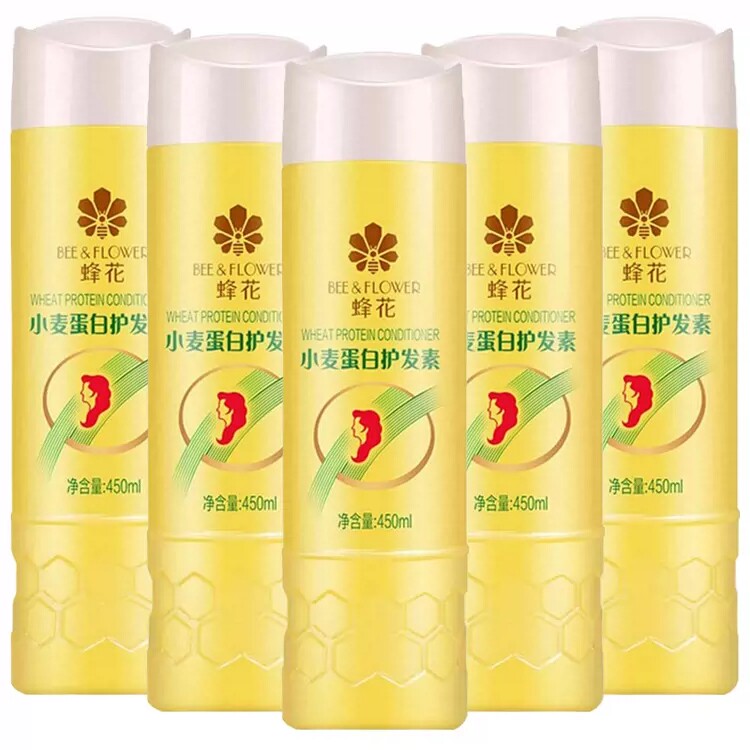 5瓶装 蜂花柔顺营养护发素450ml小麦蛋白润发养护损伤改善毛躁图片
