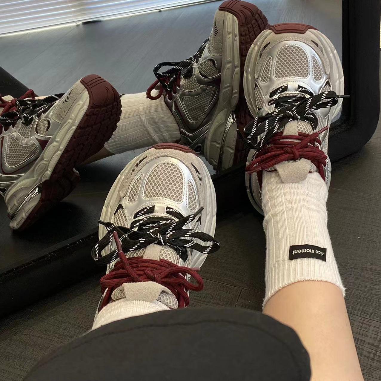 冉言圆头复古百搭透气老爹鞋加绒