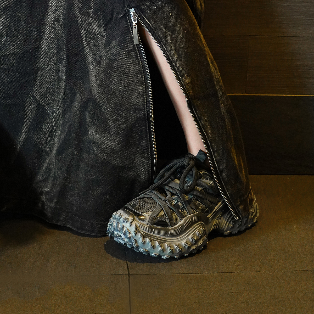 冉言复古厚底圆头老爹鞋加绒