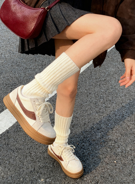 冉言2026春新品拼色复古增高厚底运动休闲鞋女德训鞋板鞋