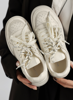 冉言vintage板鞋小白鞋女基础百搭真皮厚底增高百搭休闲运动鞋