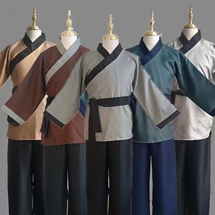 古装汉服店小二跑堂衣服茶馆话剧服饰农民粗布衫贫民百姓演出服装