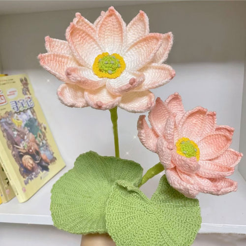 手工编织花束diy毛线材料包荷花