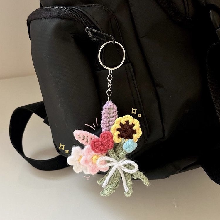 新手初学毛线钩织DIY材料包手工编织迷你花束自制花朵挂件送女友