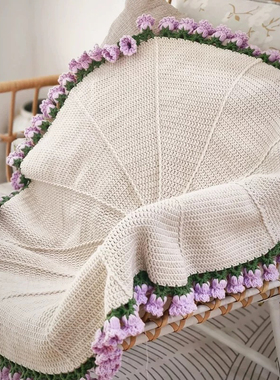 铃兰花玫瑰花束毯子毛线手工编织钩针diy材料包针织毛毯手作礼物