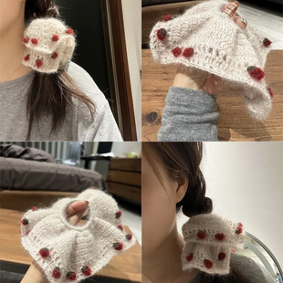 马海毛发圈发绳钩针毛线手工编织diy材料包钩织头绳大肠发饰自制