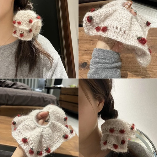 马海毛发圈发绳钩针毛线手工编织diy材料包钩织头绳大肠发饰自制