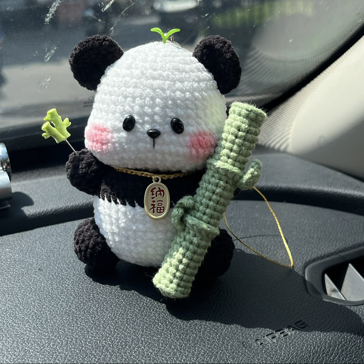 趴趴熊猫摆件笔筒钥匙扣包挂件手工diy钩针编织材料包勾毛线玩偶
