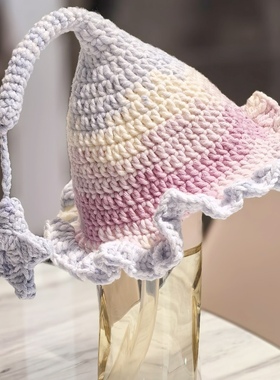 雪妃尔毛线DIY精灵巫师帽宝宝成人帽子秋冬保暖钩针编织材料包