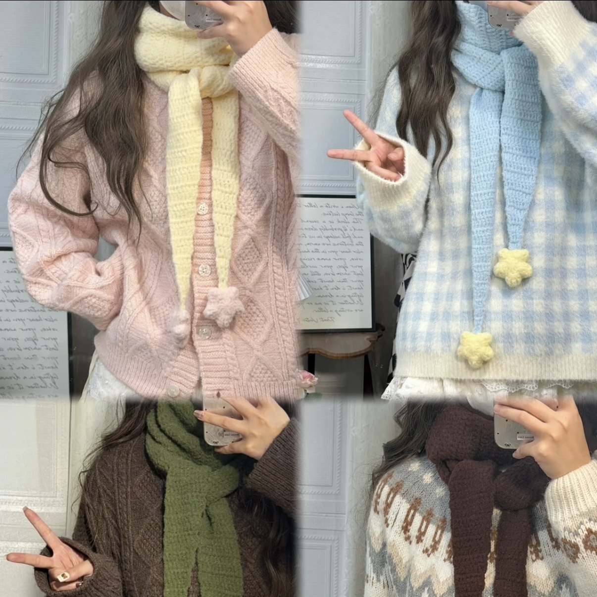 云朵绵绵奶油可颂牛角围巾手工毛线钩针编织diy材料包送圣诞礼物