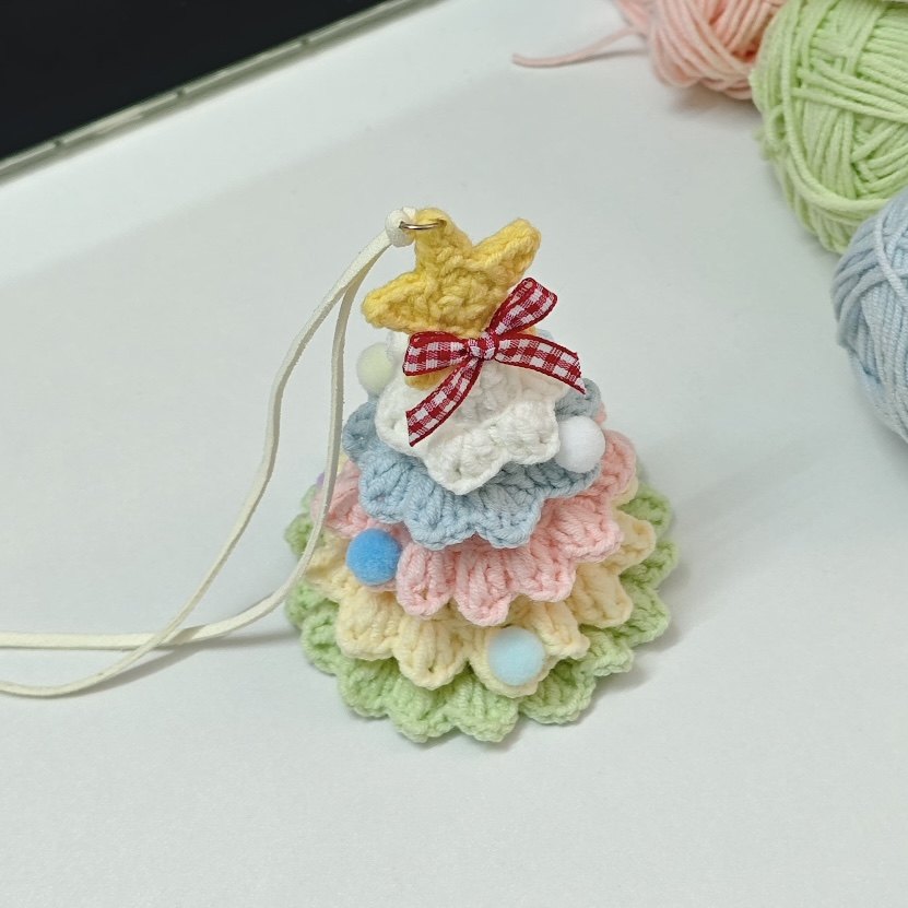 圣诞礼物手工diy编织圣诞树雪花车挂材料包毛线钩织挂件送男女友