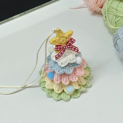 圣诞礼物手工diy编织圣诞树雪花车挂材料包毛线钩织挂件送男女友