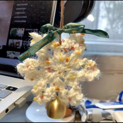 手工diy编织雪花车挂材料包毛线钩织成品挂件送男女朋友好运装饰