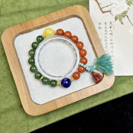 Ada珠宝天然碧玉南红玛瑙手链新中式文玩女孩国风日常佩戴