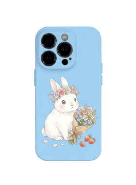 花环小兔捧花可爱软萌风手机壳适用苹果 17nova14 华为 p70mate60 小米 15OPPO Reno 荣耀 300iPhone16